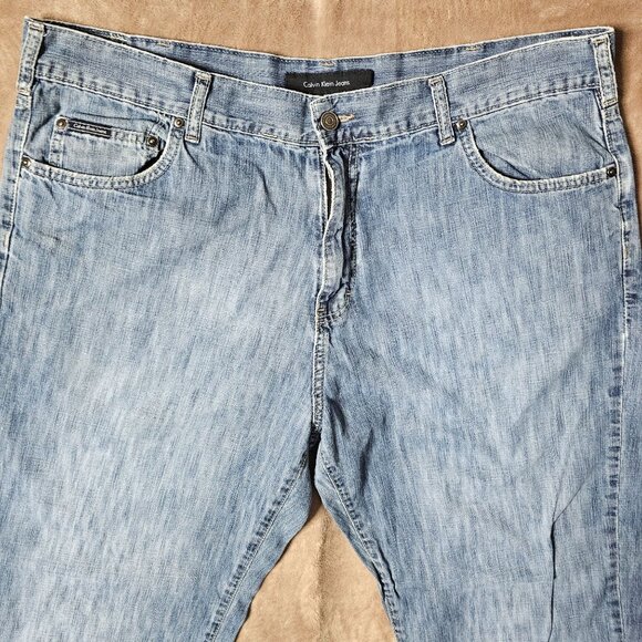 Calvin Klein Jeans Pants Straight Fit Size 40/32 Light Wash Denim Blue Jean - Picture 13 of 13